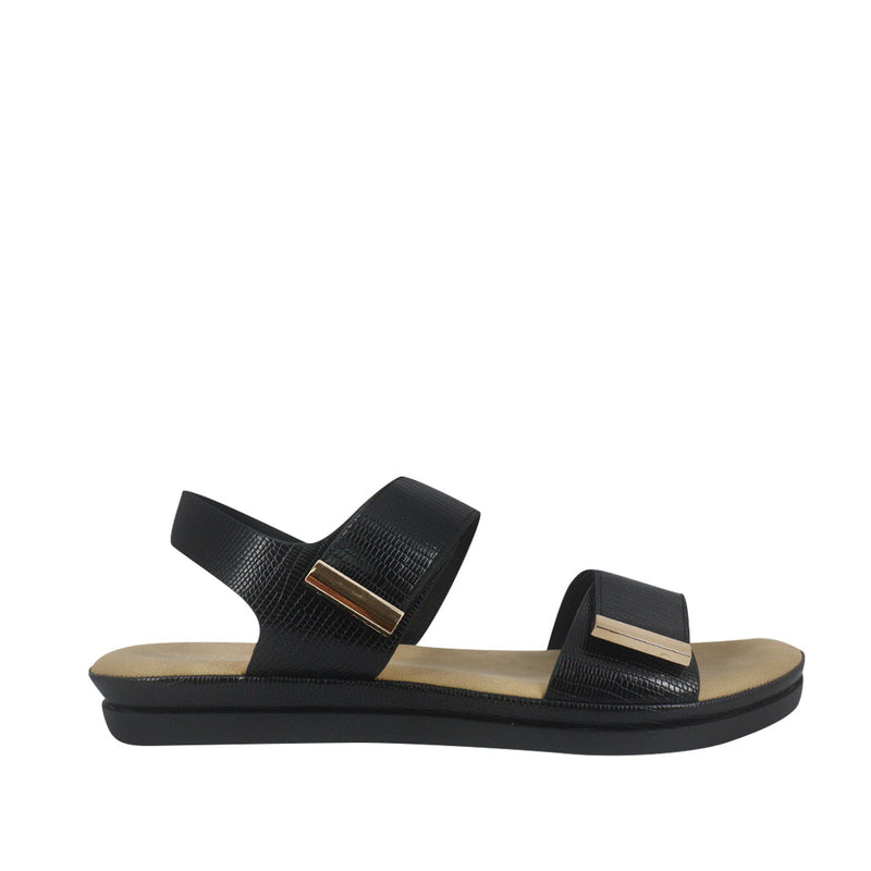 Sandalias flats Carlota para mujer color negro