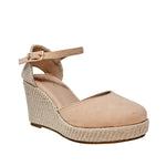 Alpargatas con cuña Oklyn para mujer color nude