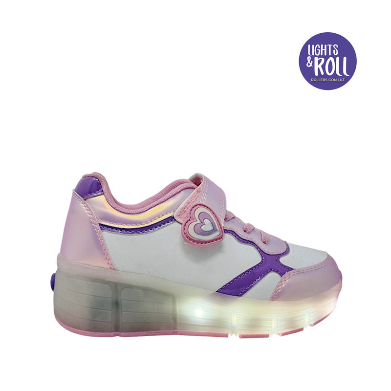 Sneakers con luces Vallie para niña color rosado