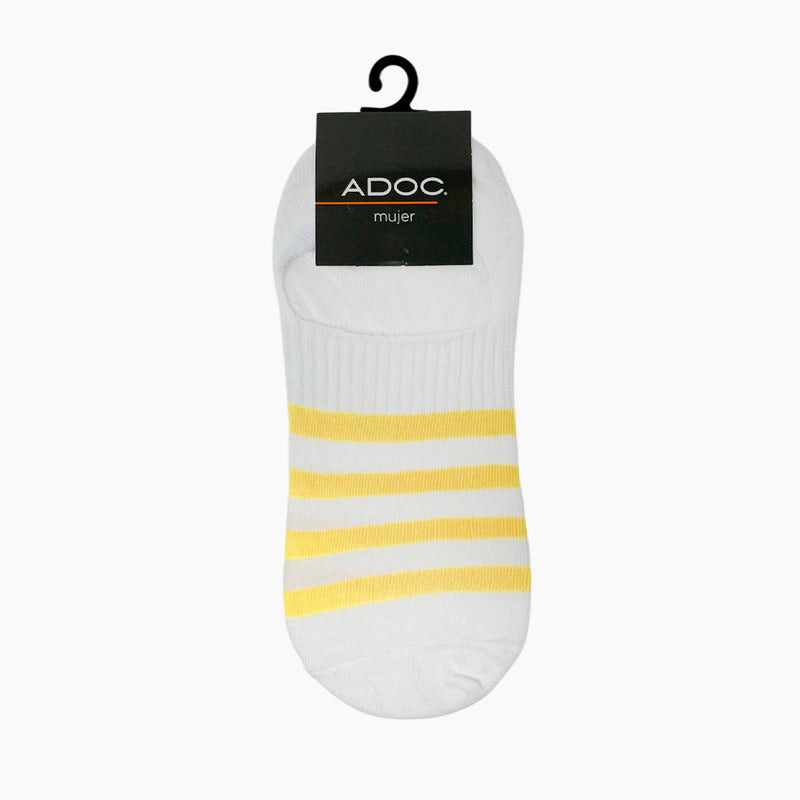 Punteras invisibles Raya unisex color blanco y amarillo