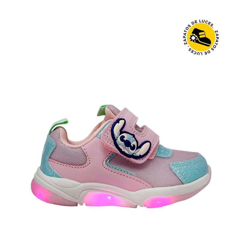 Tennis con luces Stitch para niña color rosado