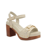 Sandalias de tacón Giana para mujer color hueso